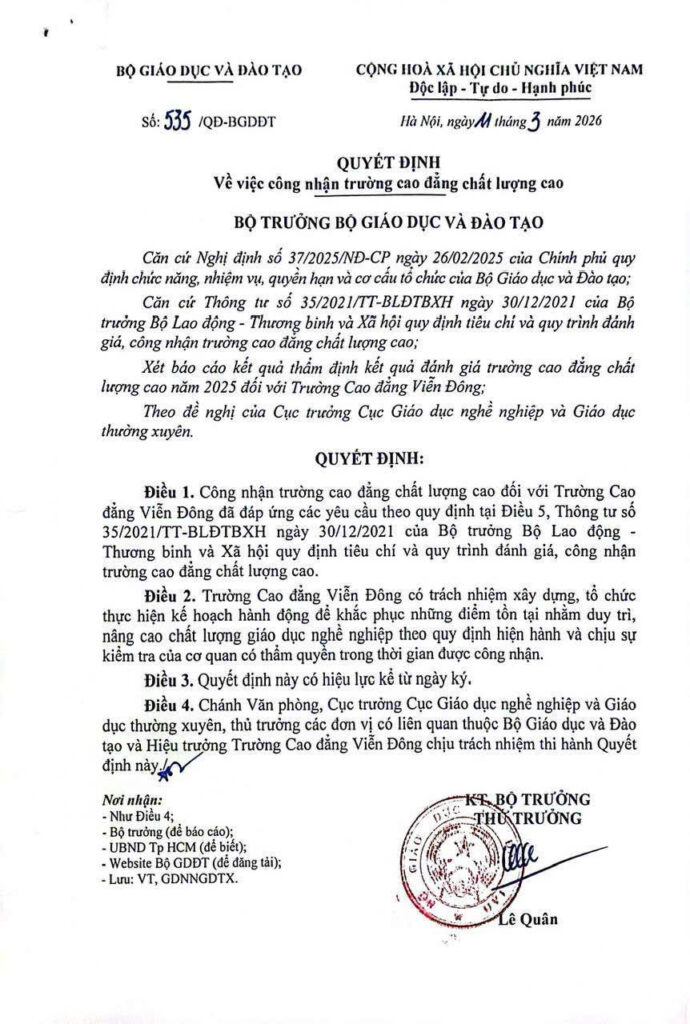 Tuyển sinh Đại học (VHVL), Cao đẳng chính quy 2026 (Giảm 50-60% học phí theo NĐ81 và 97 và NĐ238)