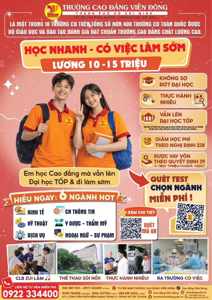 Tuyển sinh Đại học (VHVL), Cao đẳng chính quy 2026 (Giảm 50-60% học phí theo NĐ81 và 97 và NĐ238)