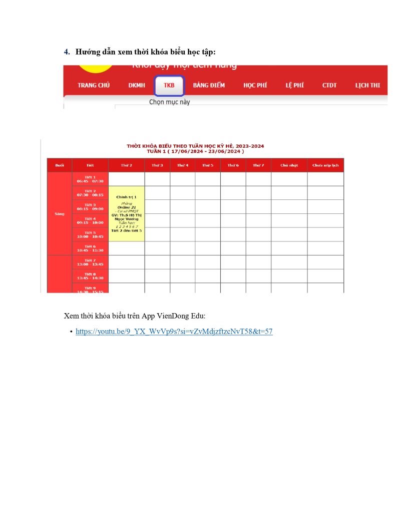 HƯỚNG DẪN ĐĂNG NHẬP CỔNG THÔNG TIN ĐIỆN TỬ, XEM THỜI KHÓA BIỂU VÀ ĐĂNG KÝ HỌC PHẦN