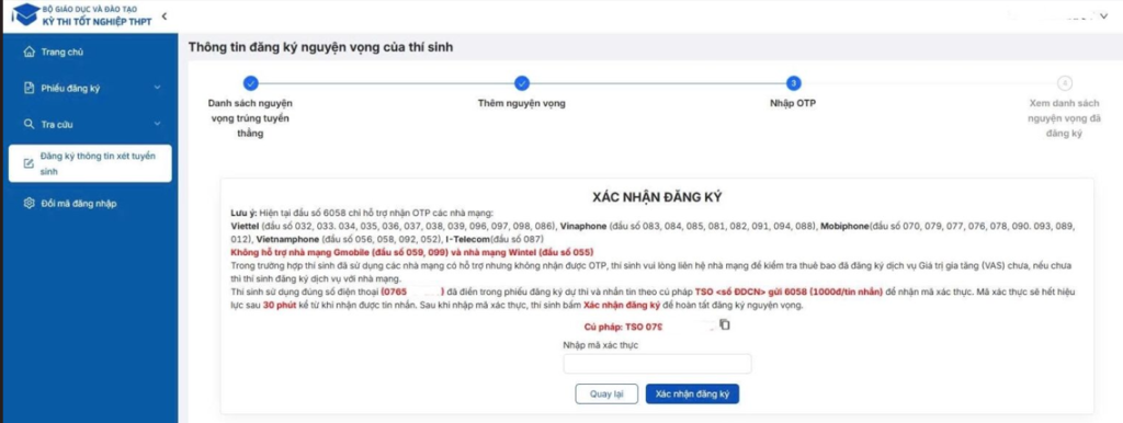 Hướng dẫn đăng ký xét tuyển trên hệ thống của Bộ Giáo dục và Đào tạo