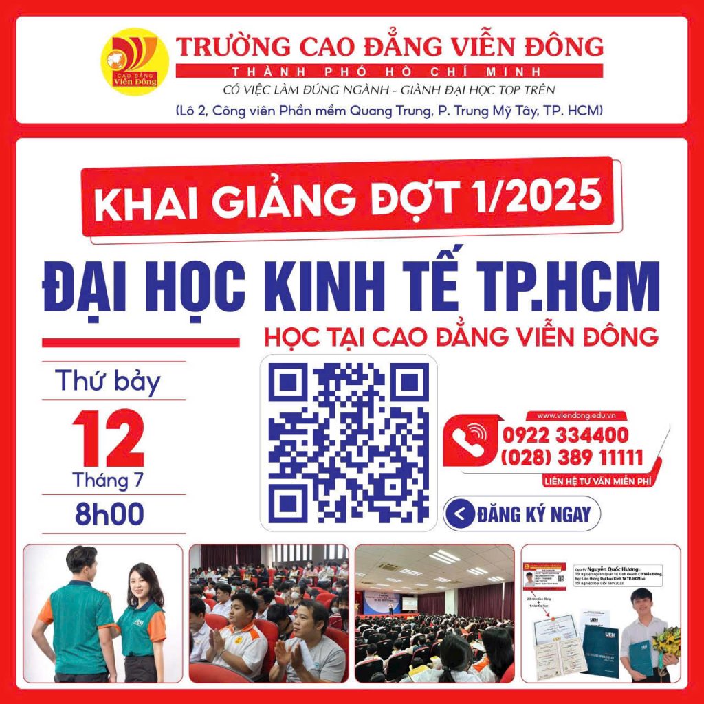 Khai giảng đợt 1/2025 – Đại học Kinh tế TP.HCM học tại Cao đẳng Viễn Đông