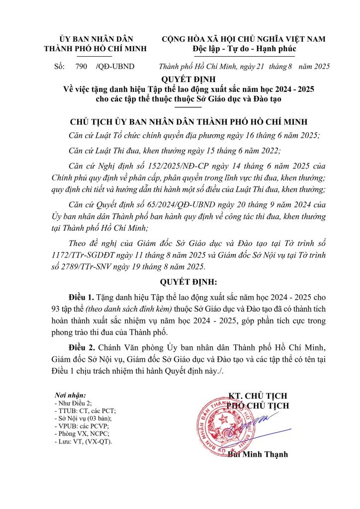 Cao đẳng Viễn Đông được UBND TP.HCM trao tặng danh hiệu “Tập thể lao động xuất sắc năm học 2024 – 2025”