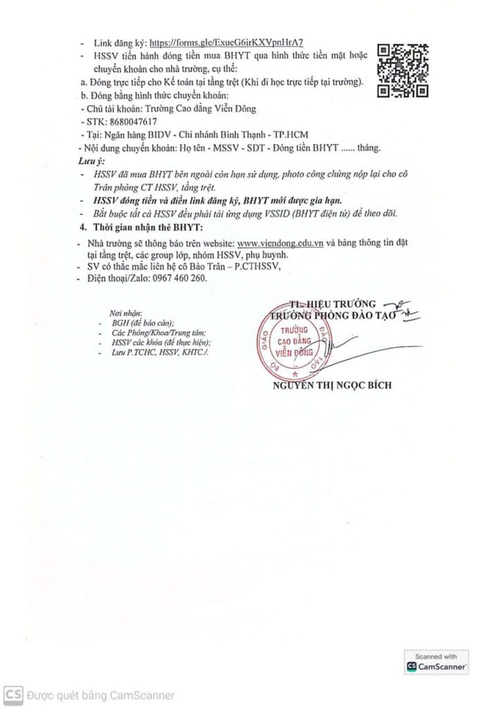 Thông báo về việc mua bảo hiểm Y tế cho học sinh sinh viên năm học 2025-2026