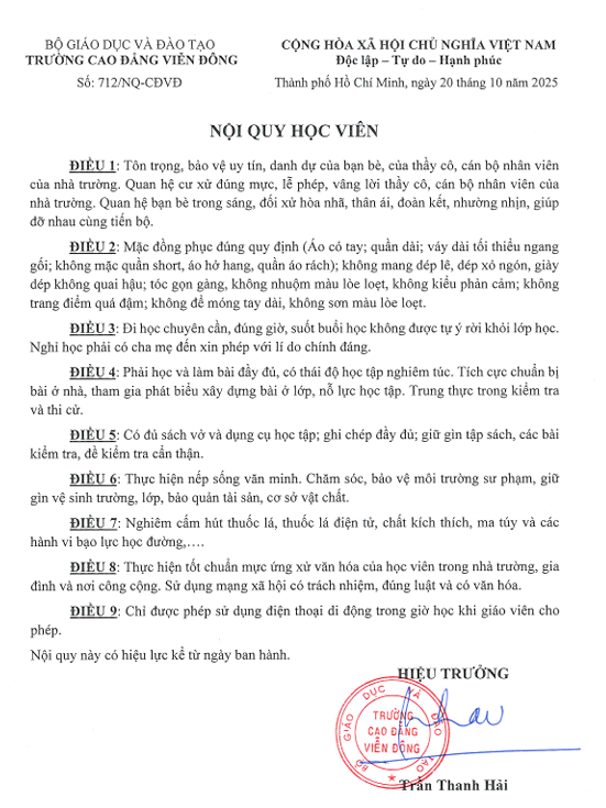 Nội quy học viên