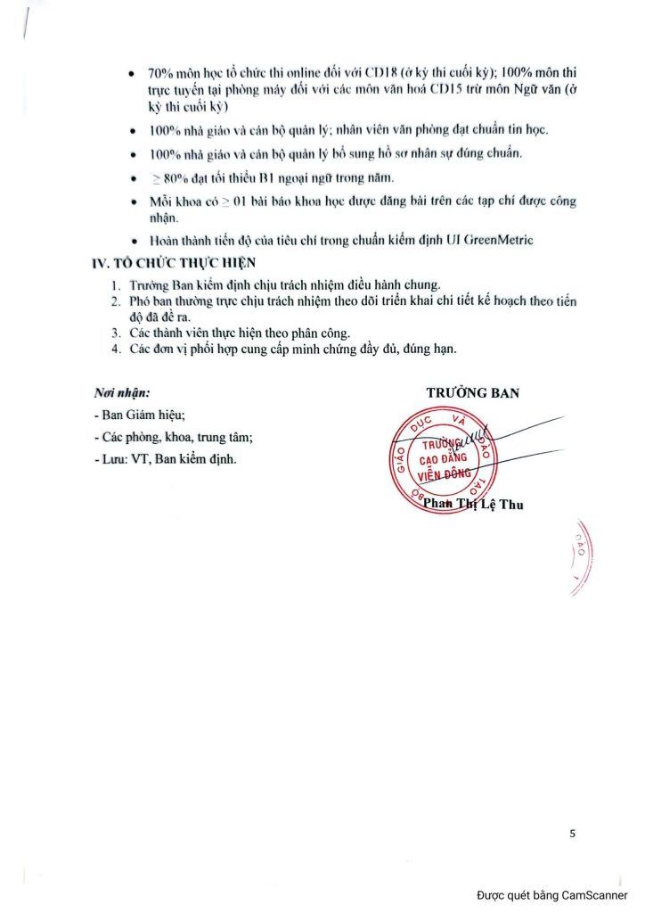 Kế hoạch Triển khai công tác Ban Kiểm định và Đảm bảo chất lượng năm 2026