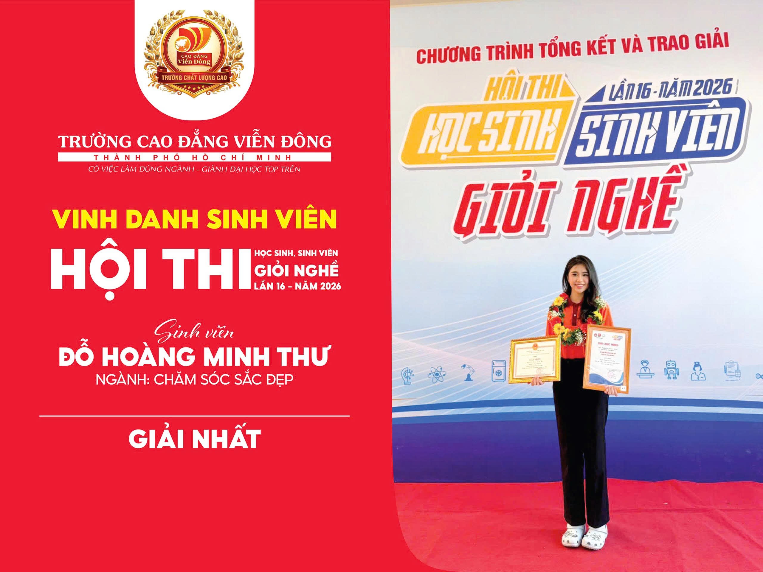 SINH VIÊN NGÀNH TẠO MẪU VÀ CHĂM SÓC SẮC ĐẸP- CĐ VIỄN ĐÔNG  TỎA SÁNG TẠI HỘI THI HỌC SINH GIỎI NGHỀ DO THÀNH ĐOÀN TỔ CHỨC NĂM 2026